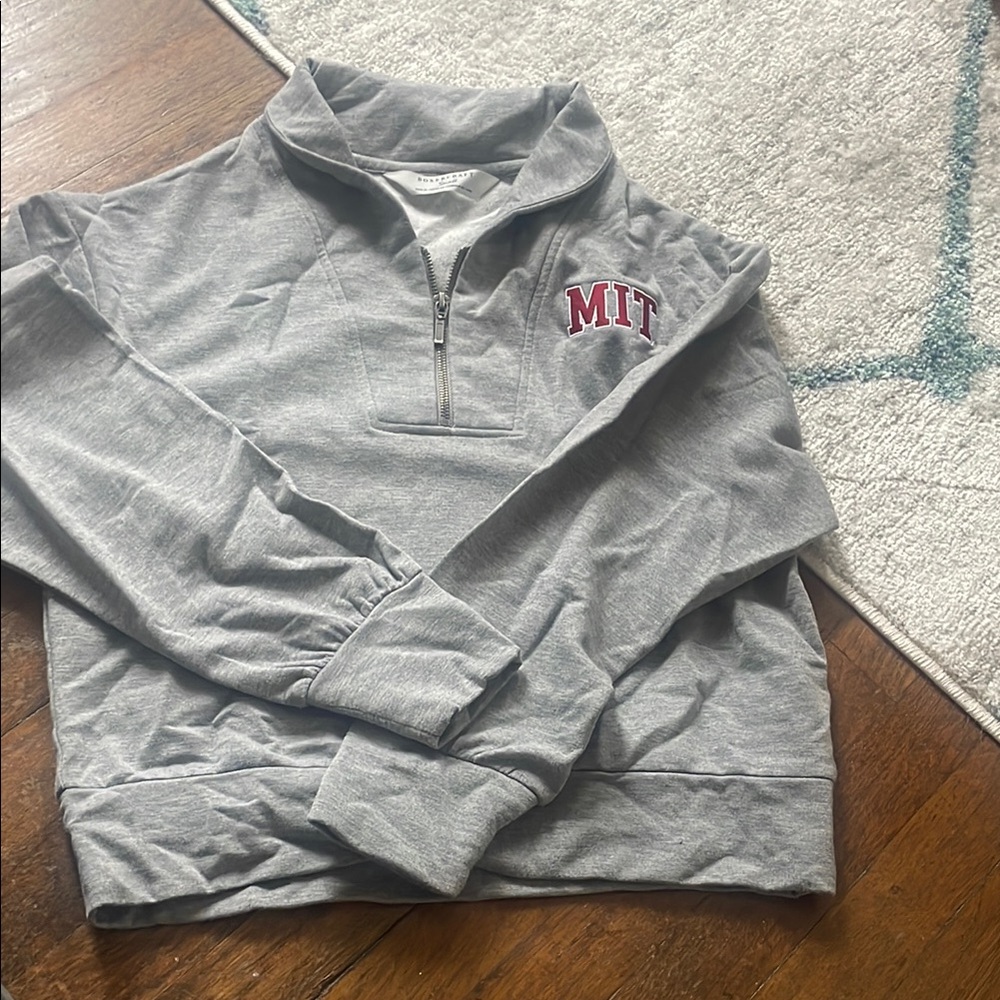 Gray Quarter-Zip Sweatshirt with MIT Logo
